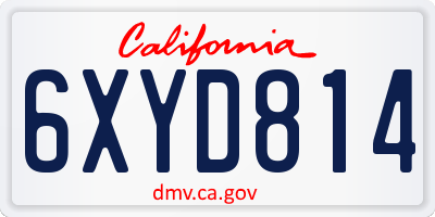CA license plate 6XYD814