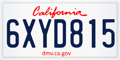 CA license plate 6XYD815