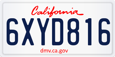 CA license plate 6XYD816
