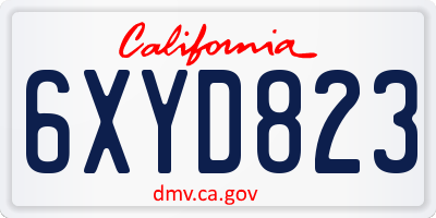 CA license plate 6XYD823