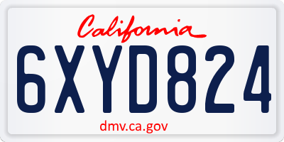 CA license plate 6XYD824