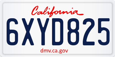 CA license plate 6XYD825