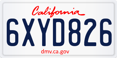 CA license plate 6XYD826