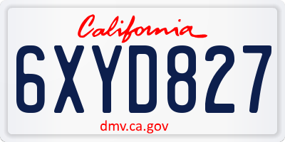 CA license plate 6XYD827