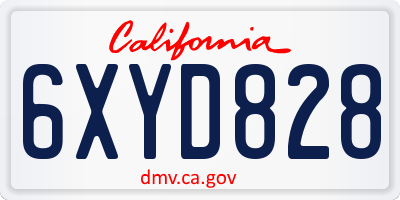 CA license plate 6XYD828