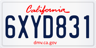 CA license plate 6XYD831