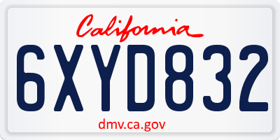 CA license plate 6XYD832