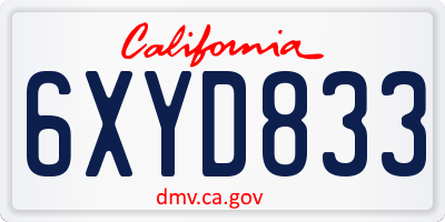 CA license plate 6XYD833