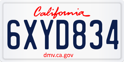 CA license plate 6XYD834