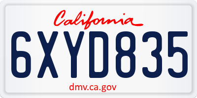 CA license plate 6XYD835