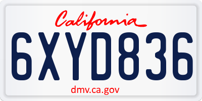 CA license plate 6XYD836