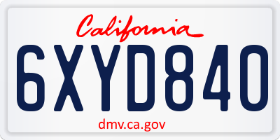 CA license plate 6XYD840