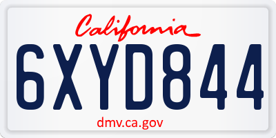 CA license plate 6XYD844