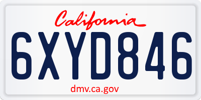 CA license plate 6XYD846