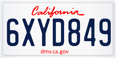CA license plate 6XYD849