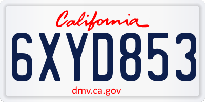 CA license plate 6XYD853