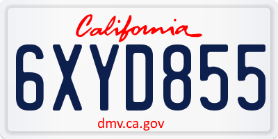 CA license plate 6XYD855