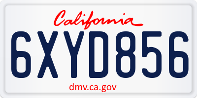CA license plate 6XYD856