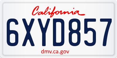 CA license plate 6XYD857