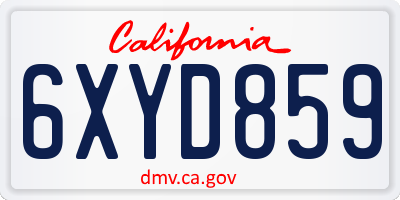 CA license plate 6XYD859
