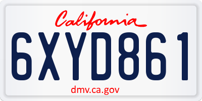 CA license plate 6XYD861