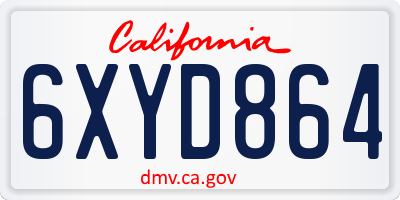 CA license plate 6XYD864