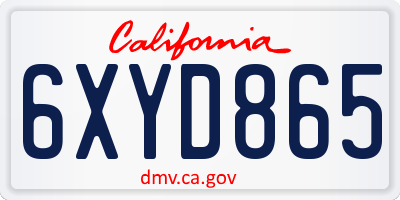 CA license plate 6XYD865