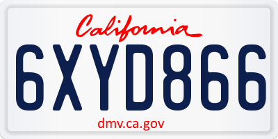 CA license plate 6XYD866