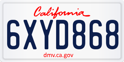 CA license plate 6XYD868