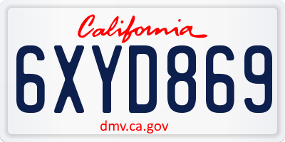 CA license plate 6XYD869