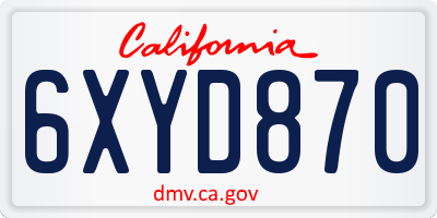 CA license plate 6XYD870