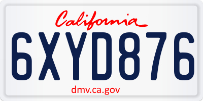 CA license plate 6XYD876