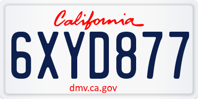 CA license plate 6XYD877