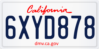 CA license plate 6XYD878