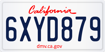 CA license plate 6XYD879