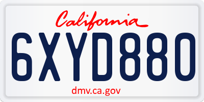 CA license plate 6XYD880