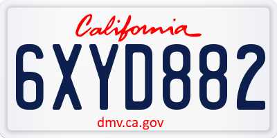 CA license plate 6XYD882
