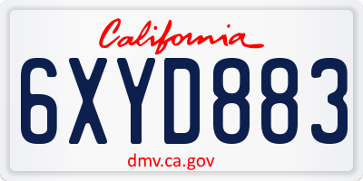 CA license plate 6XYD883