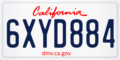 CA license plate 6XYD884
