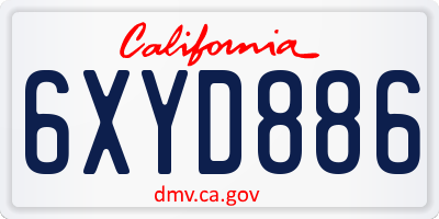 CA license plate 6XYD886