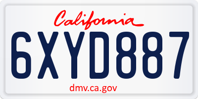 CA license plate 6XYD887