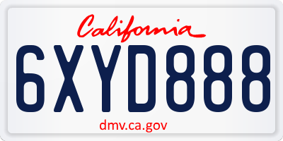 CA license plate 6XYD888