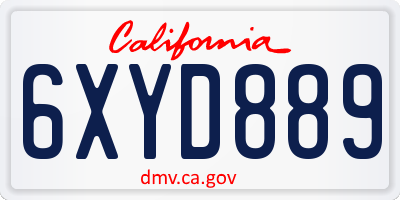 CA license plate 6XYD889