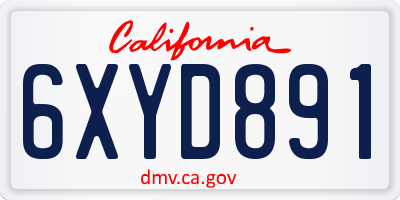 CA license plate 6XYD891