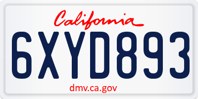 CA license plate 6XYD893