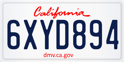 CA license plate 6XYD894