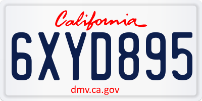 CA license plate 6XYD895