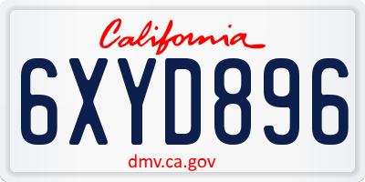 CA license plate 6XYD896