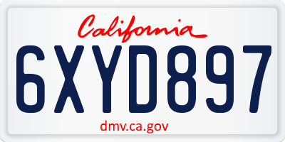 CA license plate 6XYD897