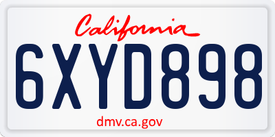 CA license plate 6XYD898